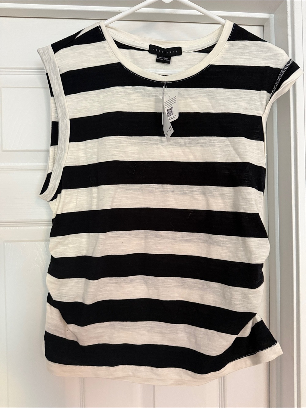 Sanctuary Black and White Striped Scoop Neck Tank